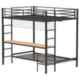 Campus Metal Full Over Twin Workstation Bunk Bed Matte Black - 460209BLK
