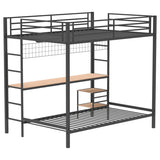 Campus Metal Full Over Twin Workstation Bunk Bed Matte Black - 460209BLK
