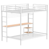 Campus Metal Full Over Twin Workstation Bunk Bed Matte White - 460209WHT