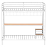 Campus Metal Full Over Twin Workstation Bunk Bed Matte White - 460209WHT