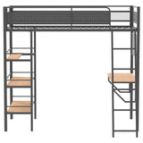 Campus 3-shelf Metal Twin Workstation Loft Bed Matte Black - 460332BLK