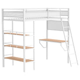 Campus 3-shelf Metal Twin Workstation Loft Bed Matte White - 460332WHT