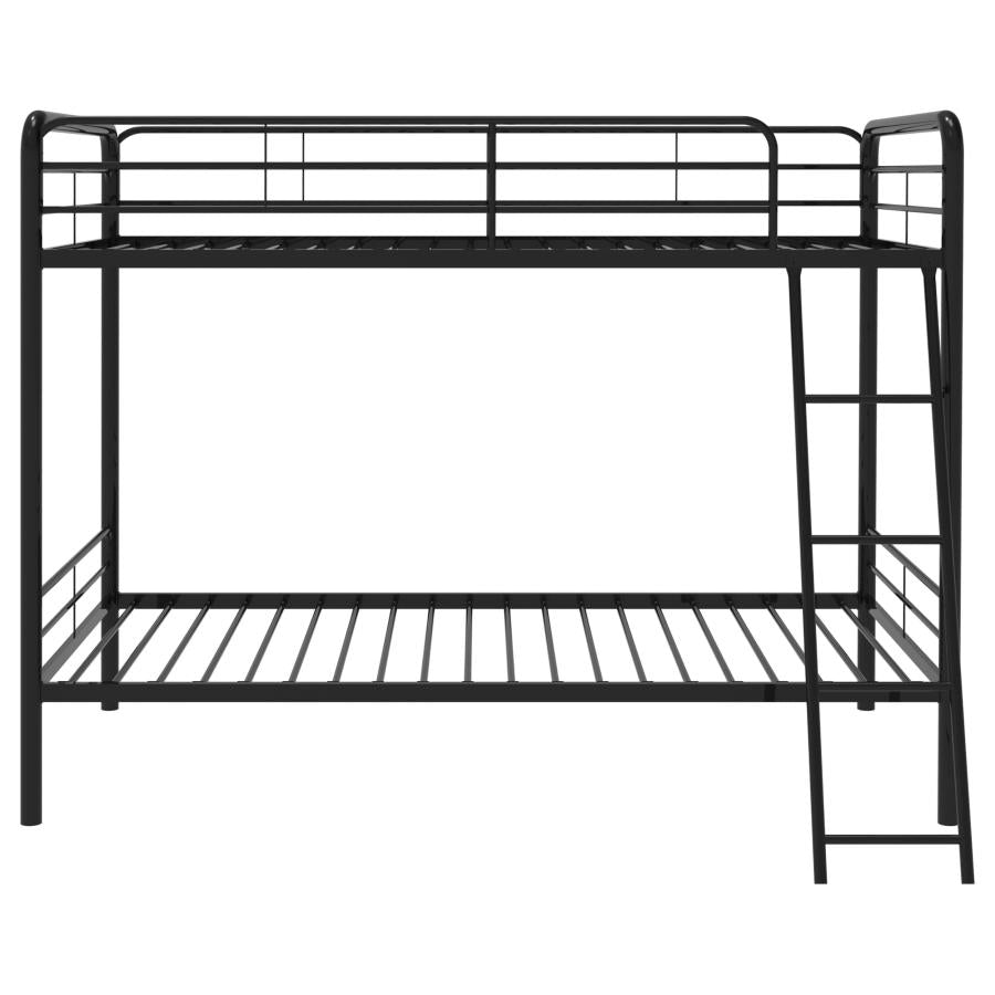 Carson Metal Twin Over Twin Bunk Bed Glossy Black - 460334BLK