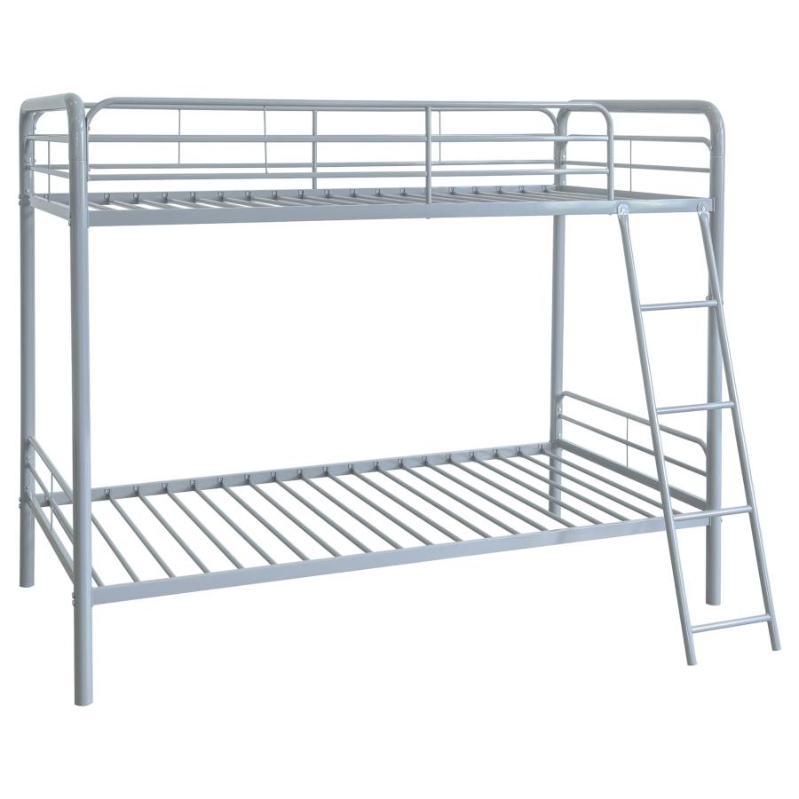 Carson Metal Twin Over Twin Bunk Bed Glossy Silver - 460334SVR