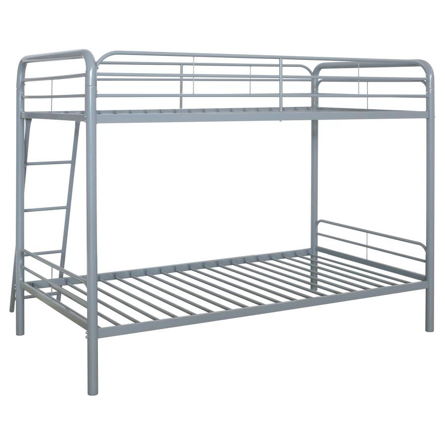 Carson Metal Twin Over Twin Bunk Bed Glossy Silver - 460334SVR