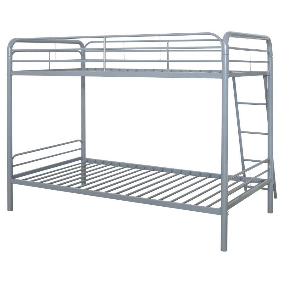 Carson Metal Twin Over Twin Bunk Bed Glossy Silver - 460334SVR