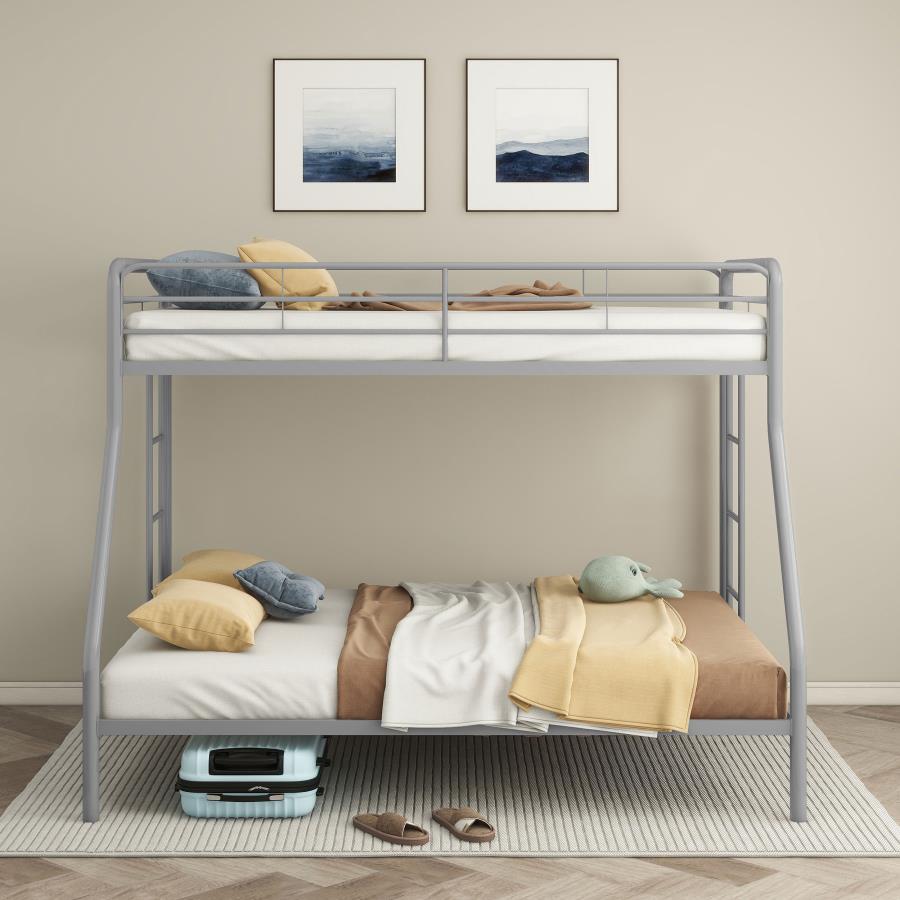 Carson Metal Twin Over Full Bunk Bed Glossy Silver - 460340SVR