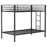 Alevera Metal Twin Over Twin Bunk Bed with Ladder Black - 460361BLK