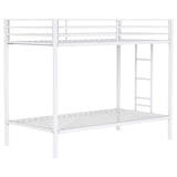 Alevera Metal Twin Over Twin Bunk Bed with Ladder White - 460361WHT