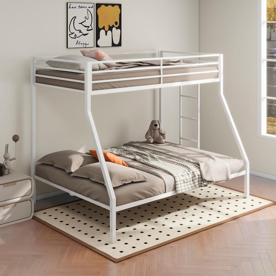 Alevera Metal Twin Over Full Bunk Bed with Ladder White - 460365WHT