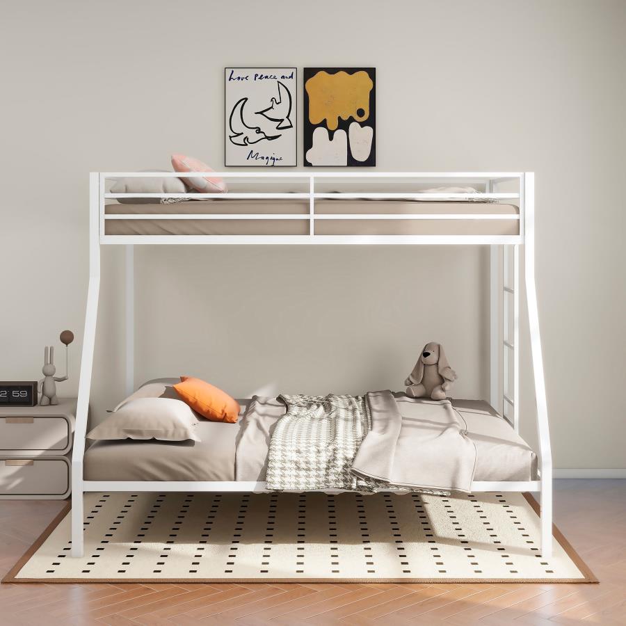 Alevera Metal Twin Over Full Bunk Bed with Ladder White - 460365WHT