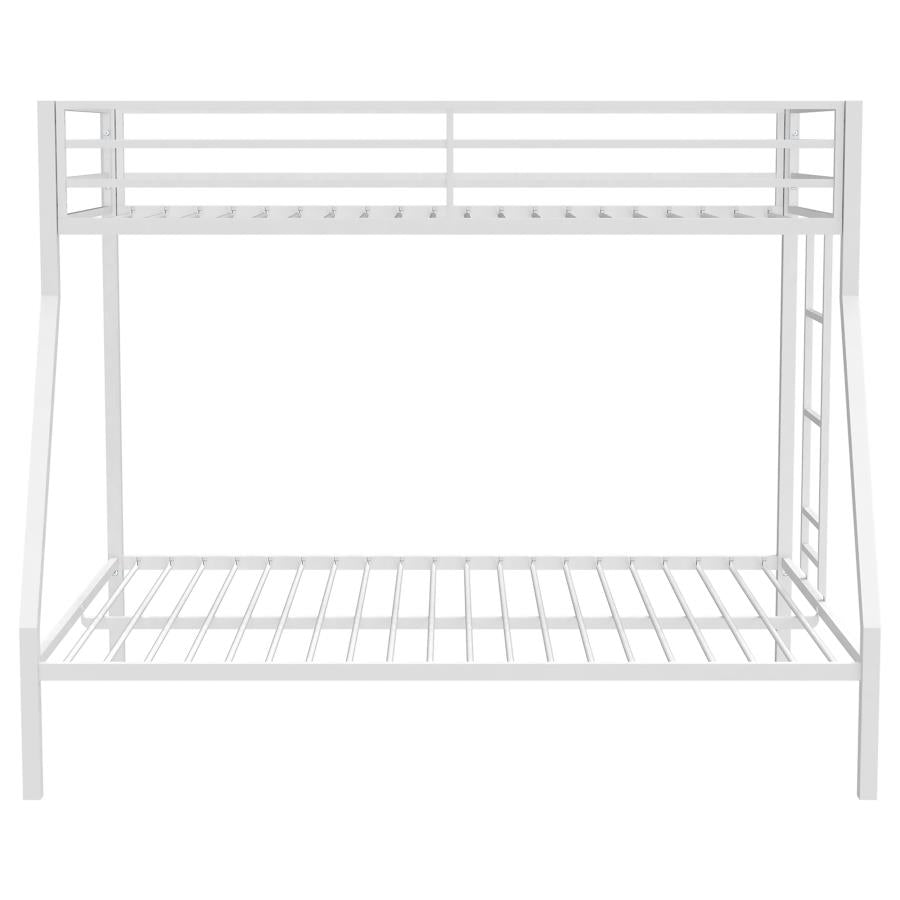 Alevera Metal Twin Over Full Bunk Bed with Ladder White - 460365WHT