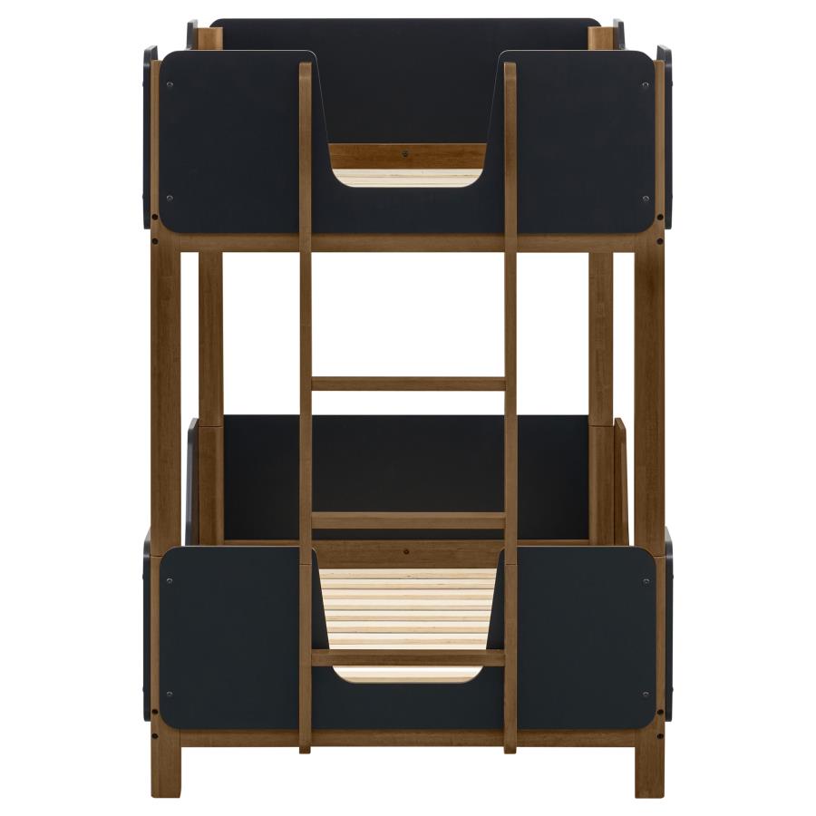 Morris Twin Over Twin Wood Bunk Bed Black and Walnut - 460369