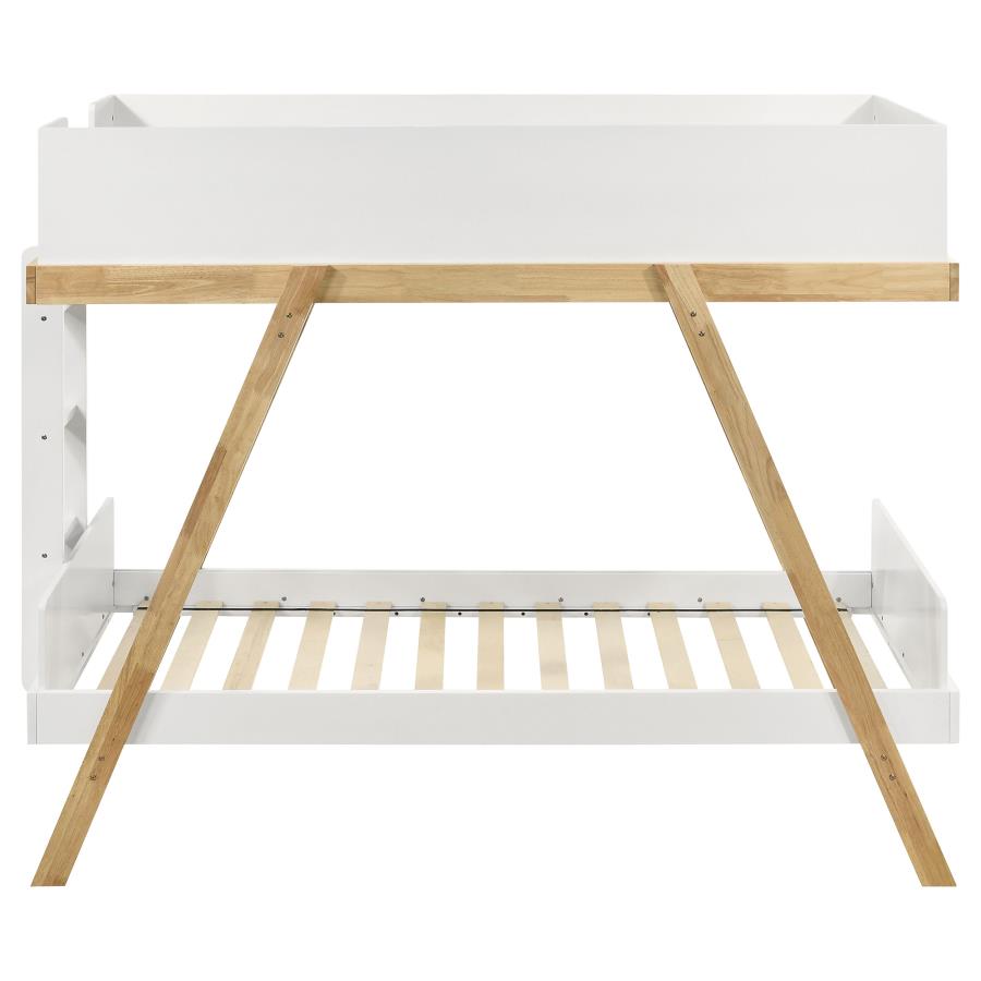 Frankie Wood Twin Over Twin Bunk Bed White and Natural - 460570T