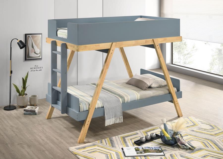 Frankie Twin Over Twin Bunk Bed with 7-inch Mattresses Blue - 460572T-SM