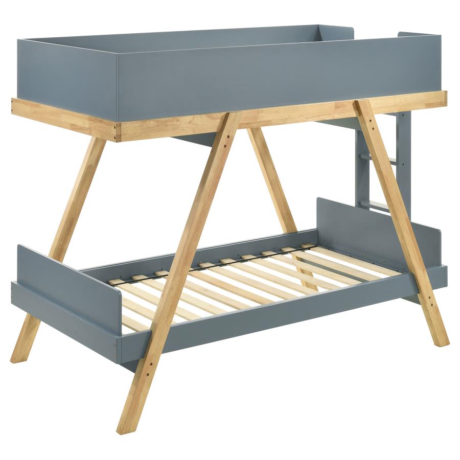Frankie Wood Twin Over Twin Bunk Bed Blue and Natural - 460572T