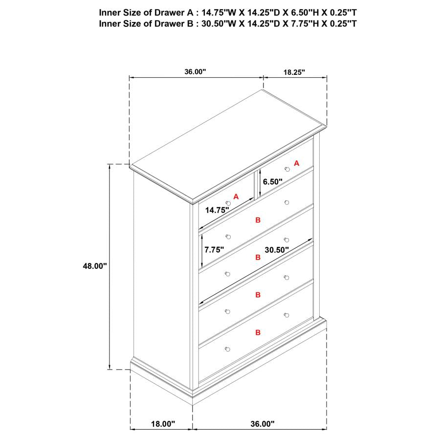 Sumerlin 6-drawer Bedroom Chest of Drawers White - 460595WHT