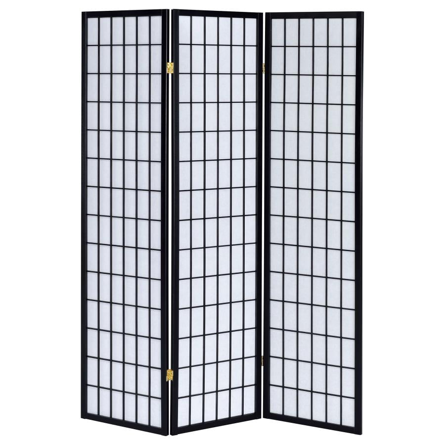 Carrie 3-Panel Room Divider Folding Shoji Screen Black - 4622