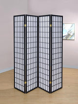 Roberto 4-Panel Room Divider Folding Shoji Screen Black - 4624