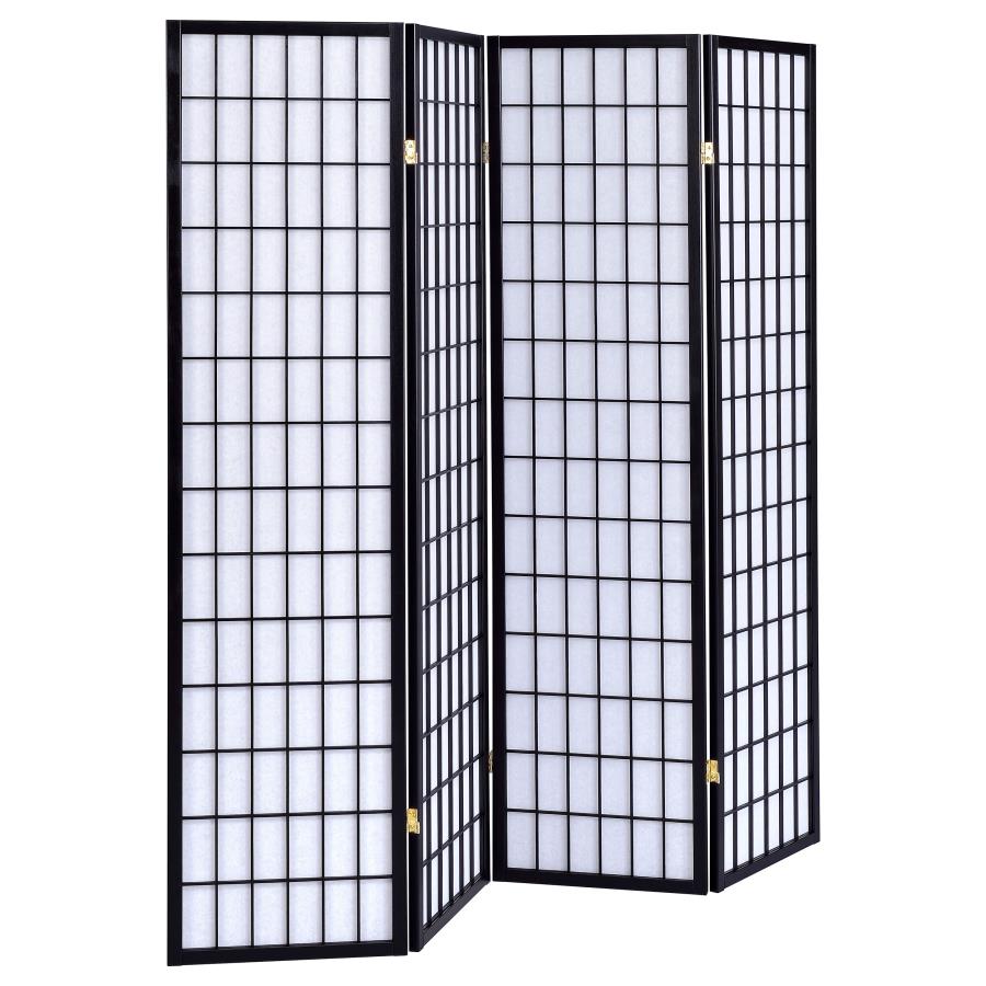 Roberto 4-Panel Room Divider Folding Shoji Screen Black - 4624