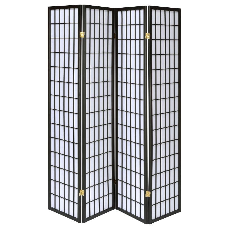 Roberto 4-Panel Room Divider Folding Shoji Screen Black - 4624
