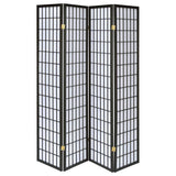 Roberto 4-Panel Room Divider Folding Shoji Screen Black - 4624
