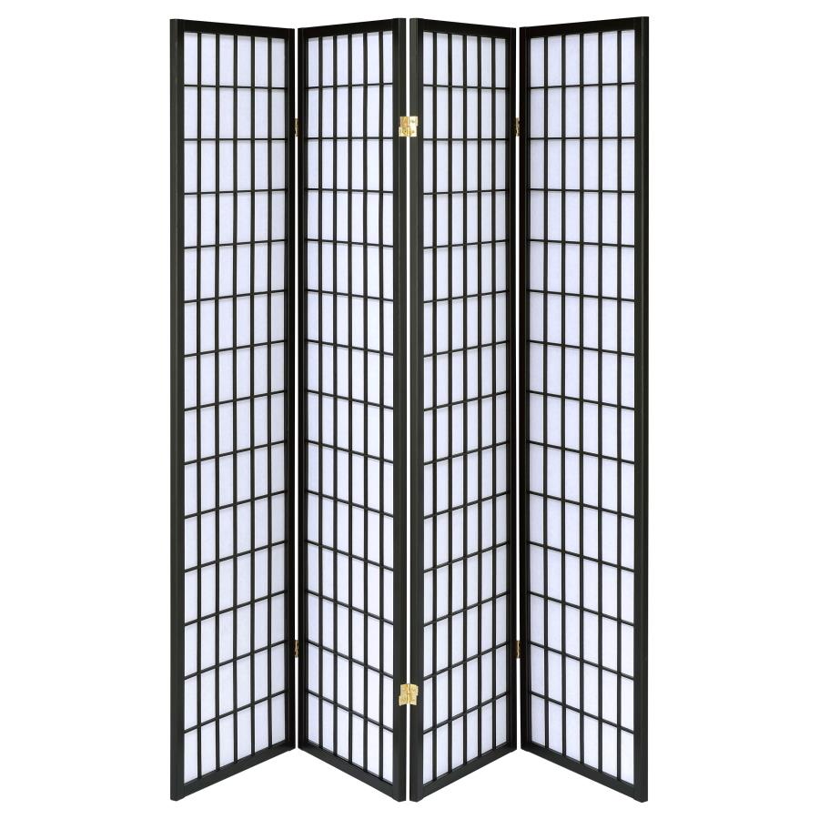 Roberto 4-Panel Room Divider Folding Shoji Screen Black - 4624