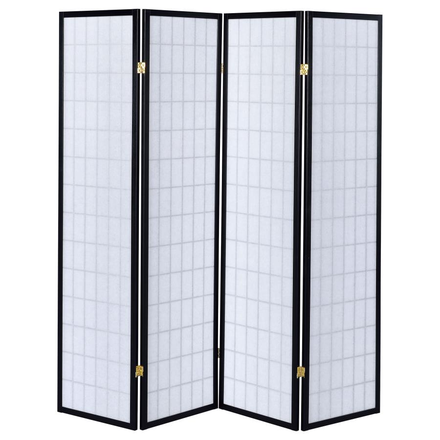 Roberto 4-Panel Room Divider Folding Shoji Screen Black - 4624