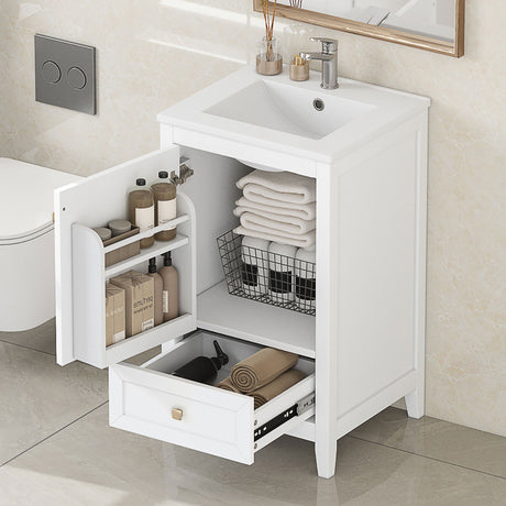 Bathroom Vanity With Sink, Soft Closing Cabinet Door, Storage Rack And Drawer