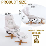 Upholstered Heated Massage 360° Swivel Accent Chair With Ottoman