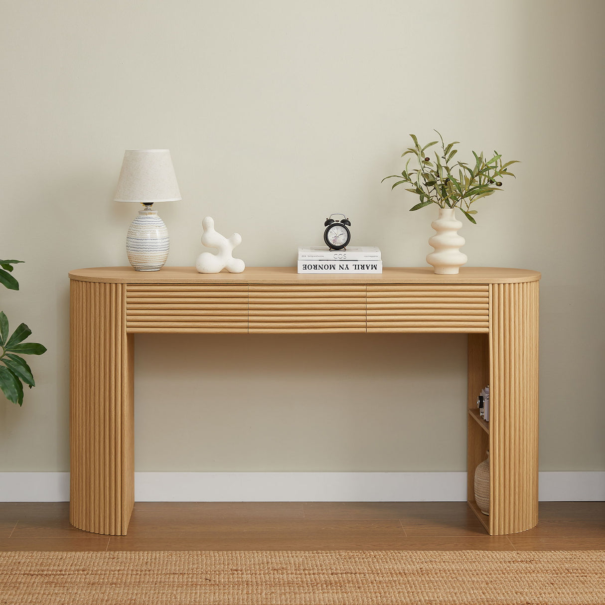 Retro Console Table With Storage, 3 Drawers