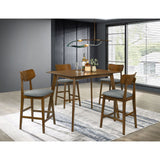 Aston - 5 Piece Counter Height Dining Set With Bent Backs And Upholstered Seats - Walnut