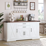 Barn Door Storage Cabinet With 2 Drawers & Door Rack, Adjustable Shelves