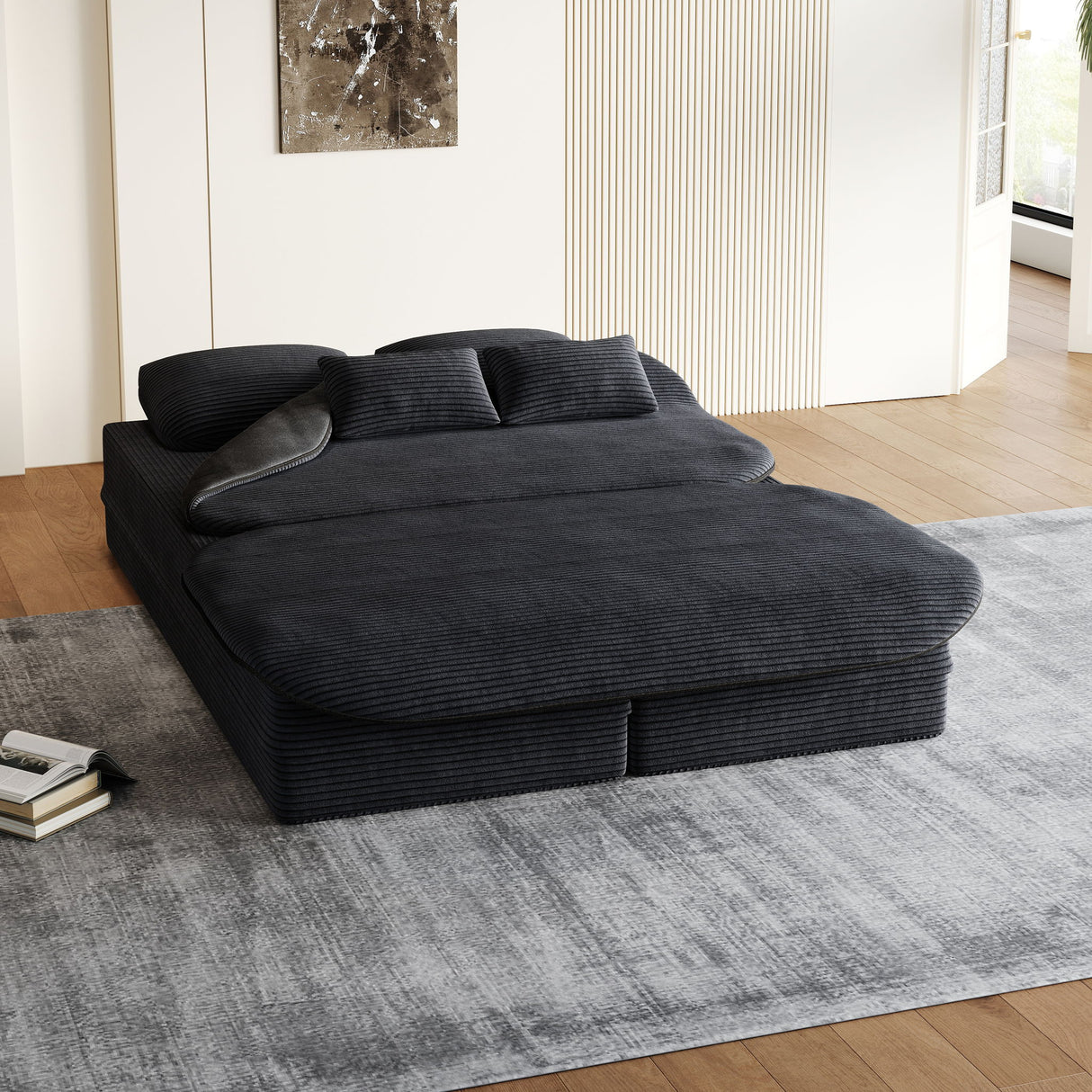2 In 1 Foldable Sofa Bed With Multi Functional Blanket