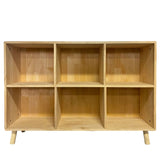 6 Cube Storage Shelf, Freestanding Open Bookcase With Legs Cubby Organizer For Living Room - Natural Wood