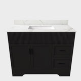 Bathroom Vanity Set, Fluted Cabinet, Soft Close Doors, Single Faucet Hole, Sink Included - Black