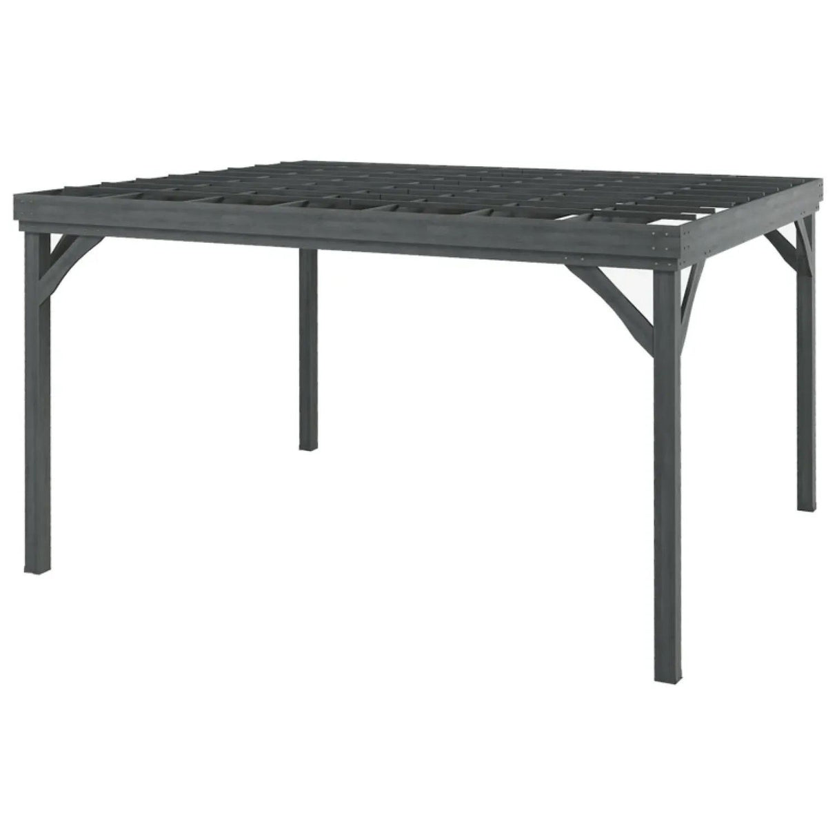 Patio Grape Vine Gazebo Outdoor Pergola With Open Roof For Climbing Plants - Gray