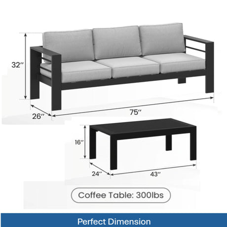 Outdoor Patio Set, All-Weather With Thick Cushions