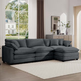 Modular Oversized Cushion Sofa With Ottoman, Low Back, Deep Seating Sofa Set