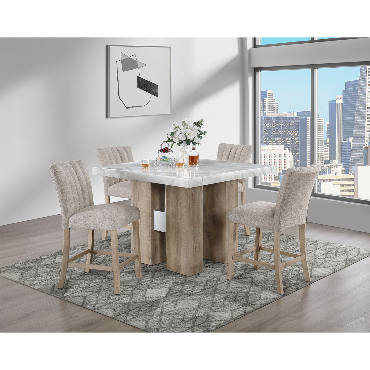 Mikha - Bar Table And 4 Bar Stools