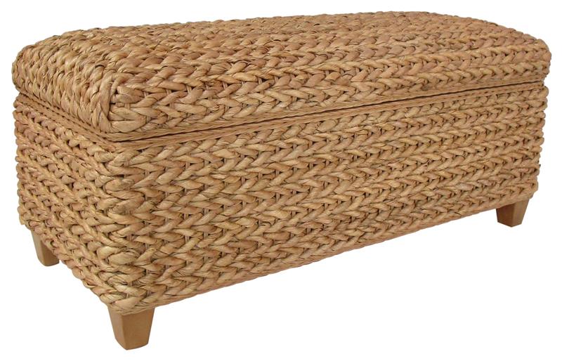 Laughton Hand-Woven Banana Leaf Storage Bench Natural - 500215NTL