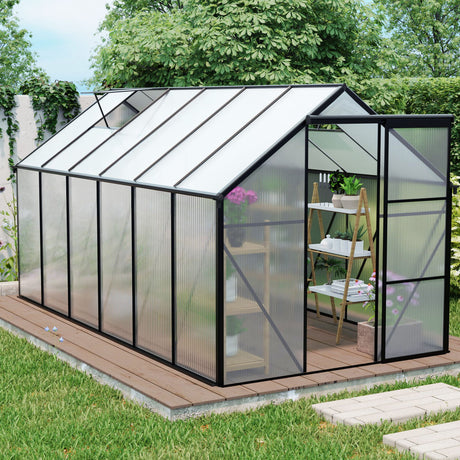 Polycarbonate house Raised Base And Anchor Aluminum Heavy Duty Walk-In houses For Outdoor Backyard In All Season