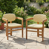 Outdoor Accent Armchairs For Patio (Set of 2) - Natural / Teak
