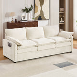 Modern 3 Seater Sofa With Side Storage Pockets For Living Room