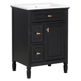 Modern Bathroom Vanity With Sink, Flip Drawer, 2 Drawers, Adjustable Shelf
