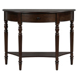 Half Moon Console Table With Drawer & Shelf