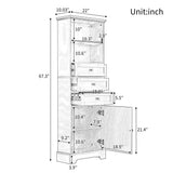 Tall Storage Cabinet With 3 Drawers And Adjustable Shelves For Bathroom