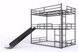 Full Size House Loft Bed With Slide And Ladder - Black