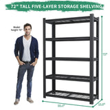 Heavy Duty 5 Tier Adjustable Metal Mesh Storage Rack With 2000 Lbs Capacity - Brushed Nickel