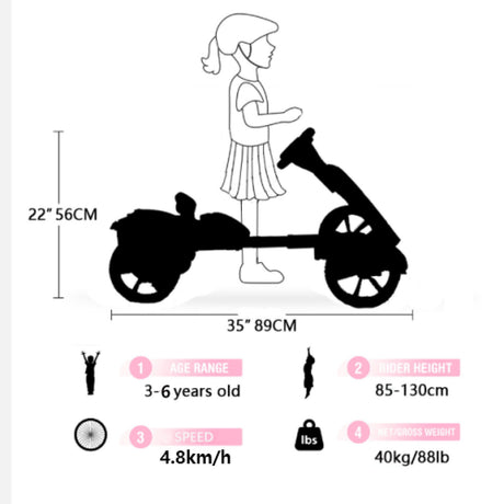 Electric Kids Pedal Go Kart With Adjustable Seat, Foldable Design